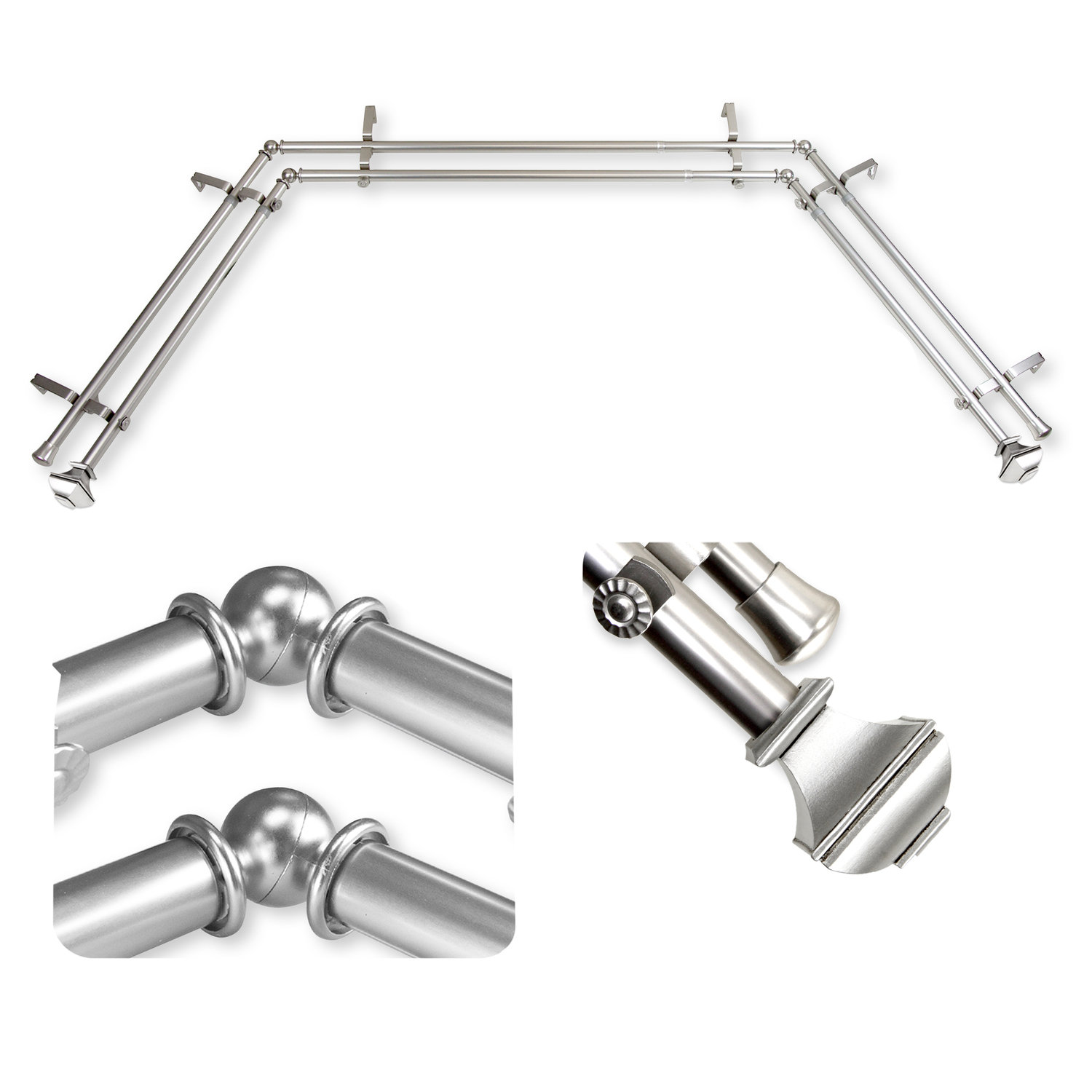Canora Grey Arya 13/16" Bay Window Double Curtain Rod | Wayfair